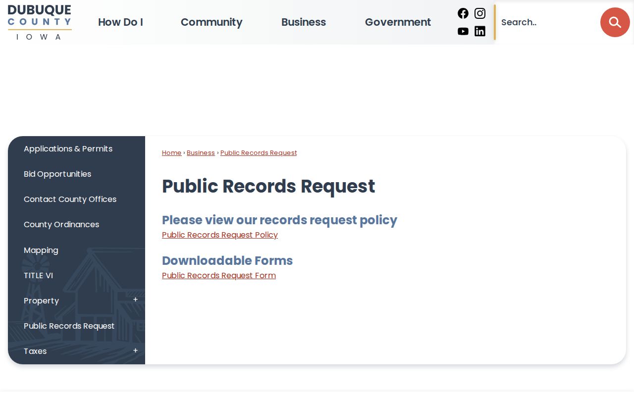 Dubuque County warrant records public request page