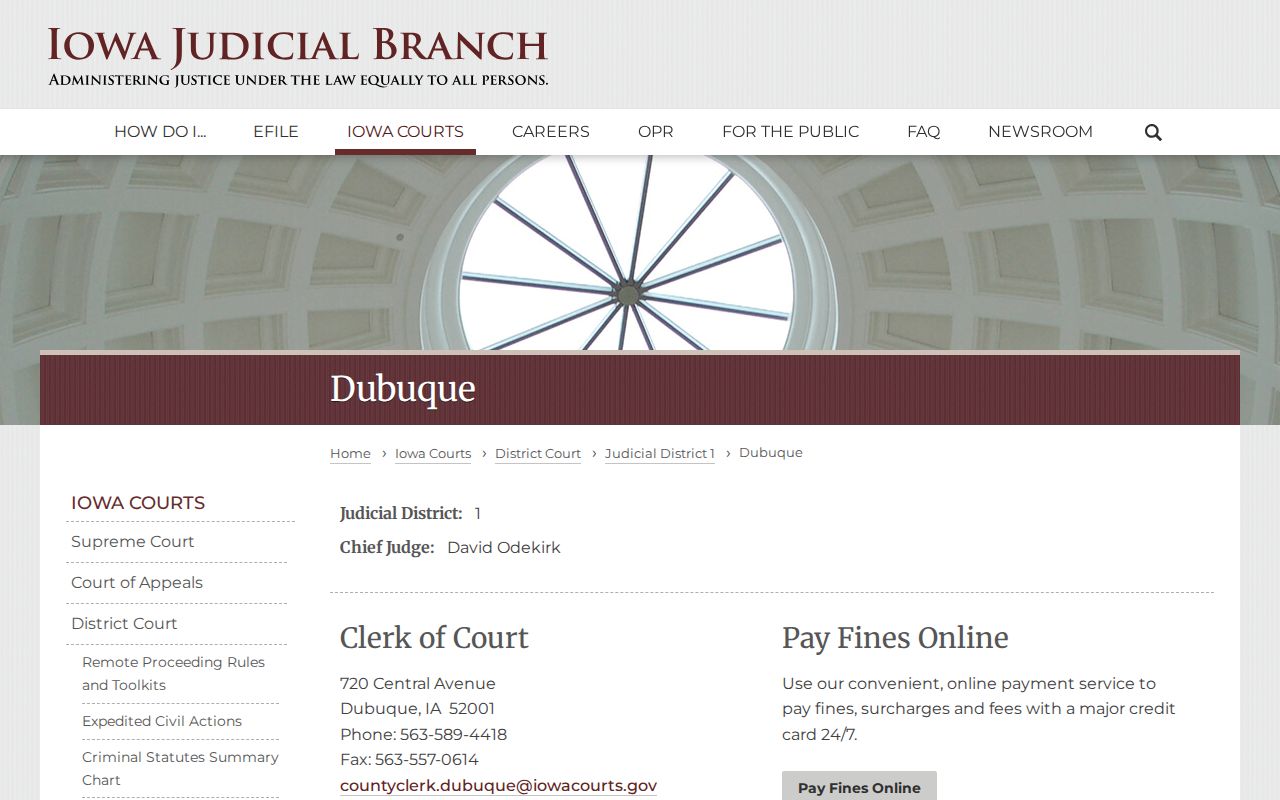 Dubuque County outstanding warrant Clerk address and phone