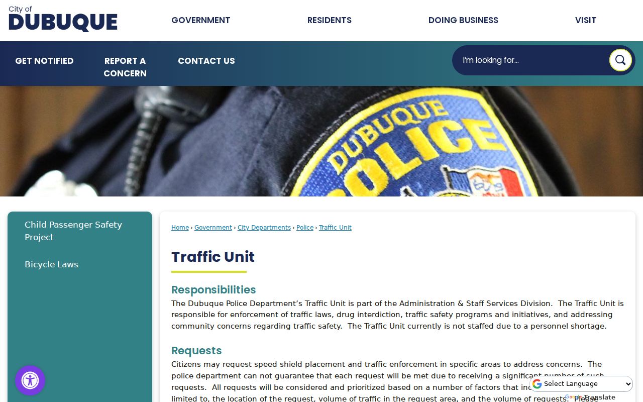 Dubuque Police traffic page linked to Dubuque County traffic warrant records
